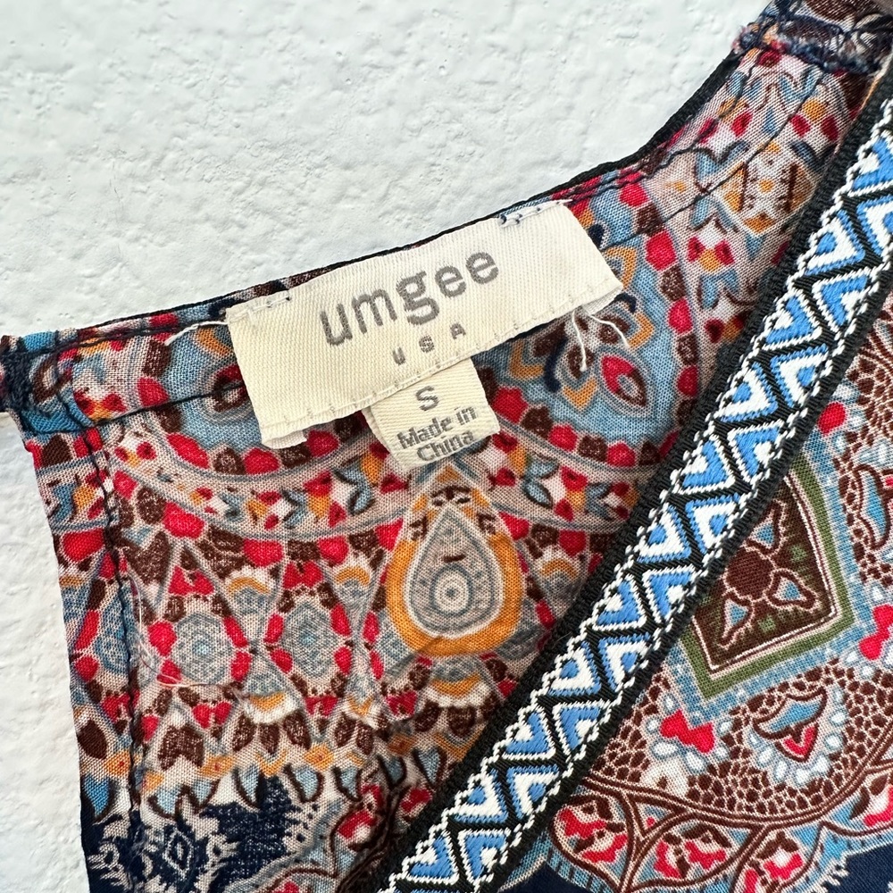 Umgee Navy and Pink Boho Midi Dress - Picture 7 of 13